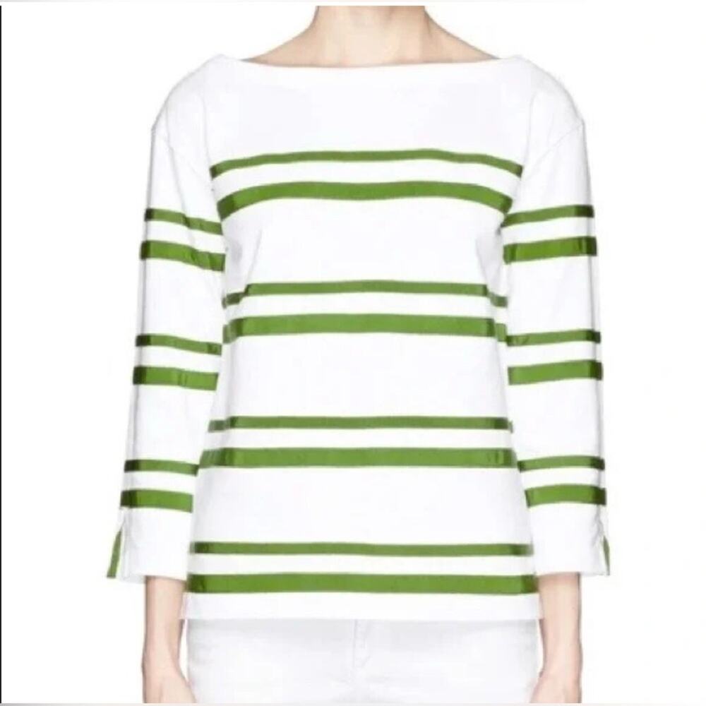 Nwt- Tory burch- Kendall Grosgrain Ribbon Stripe Trim Top -XS